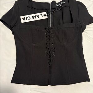 I.AM.GIA Black Corset-Style Blouse